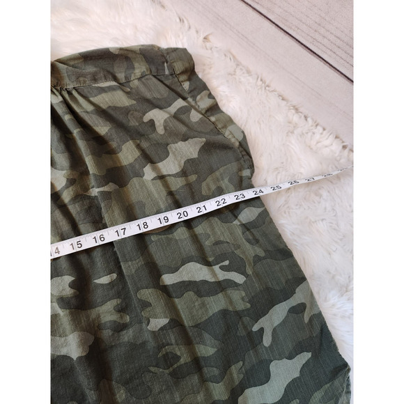 Old Navy Women's Green Camouflage Cap Sleeve Button Front Blouse Size Medium - Picture 5 of 6